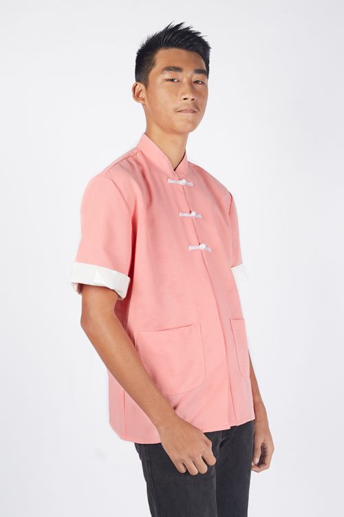 Kungfu Men Short Sleeve Shirt Pink - Image 2