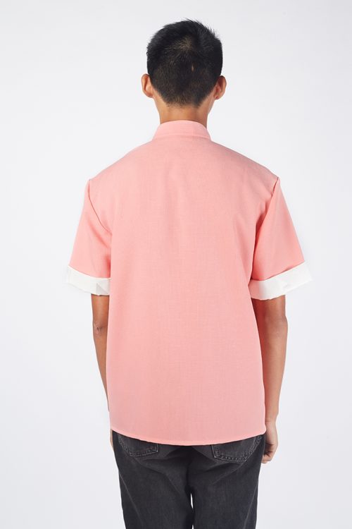 Kungfu Men Short Sleeve Shirt Pink - Image 3