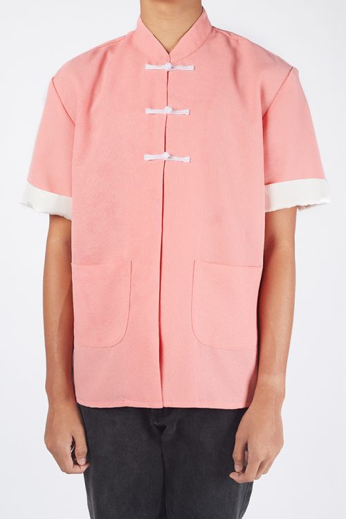 Kungfu Men Short Sleeve Shirt Pink - Image 4