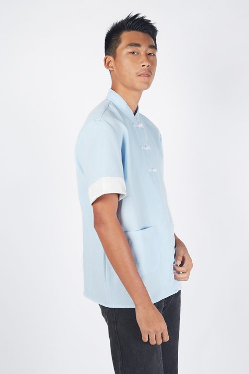 Kungfu Men Short Sleeve Shirt Blue - Image 2