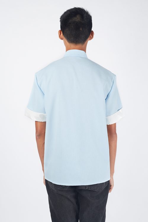 Kungfu Men Short Sleeve Shirt Blue - Image 3