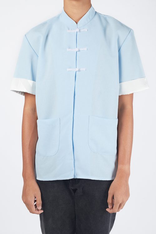 Kungfu Men Short Sleeve Shirt Blue - Image 4