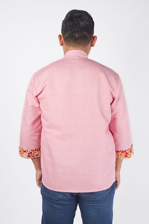 Kungfu Men 3Qtr Sleeve Shirt Denim Pink - Image 3