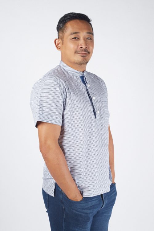 Mandarin Collar Boy Shirt Prosperity Tide Navy - Image 5