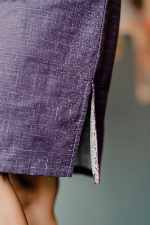 Seigaiha Lantern -Women Modern Sleeveless Qipao Taro - Image 8