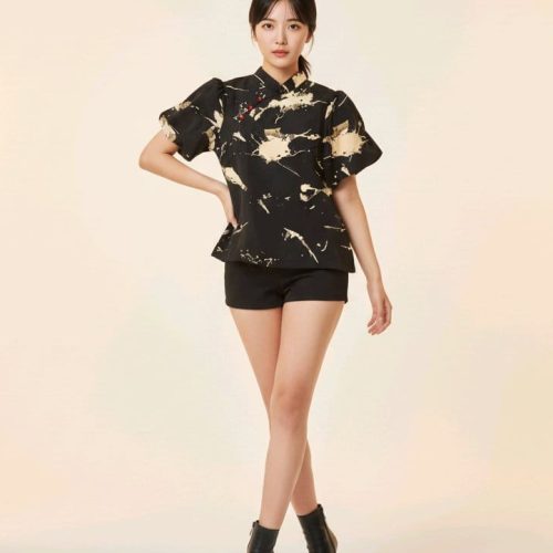 Eclipse Splatter - Women Bubble Sleeve Blouse