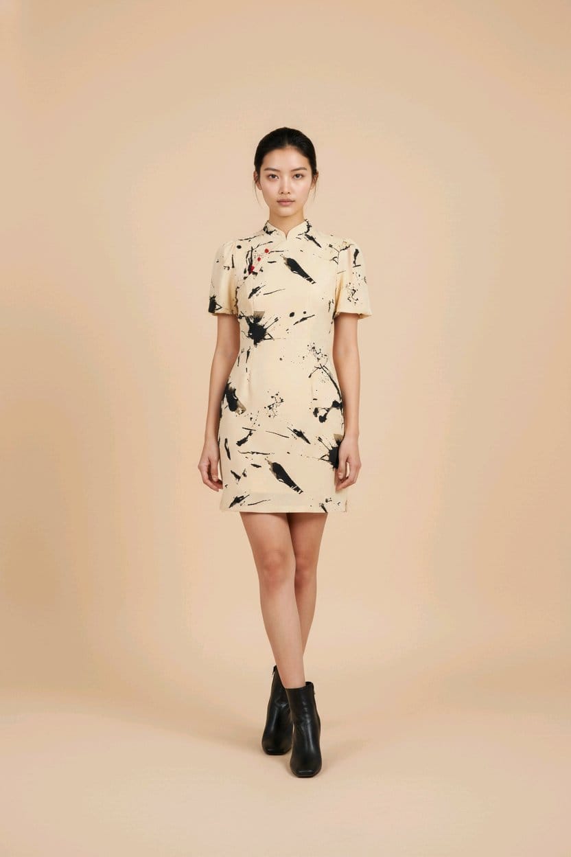Golden Hour - Women Bubble Sleeve Short Qipao