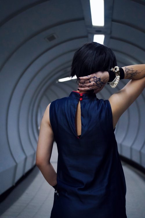 Midnight Stride - Women Sleeveless Long Qipao - Image 4
