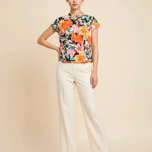 Vivid Bloom Symphony - Women Short Sleeve Blouse